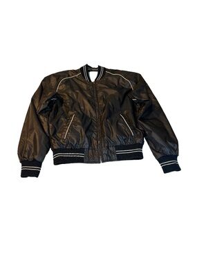 Retro 80’s Reversible Black/white Bomber Jacket with White/Black Trim Size M